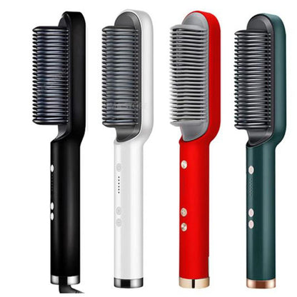 HQT-909B Hair Straightener Ceramic Heated Hair Brush | brush straightener | Ceramic Heated Hair | Hair styling | Hair Beauty Tool | Straight , curl different styling hair Ceramic Brush With Out Box (random color )