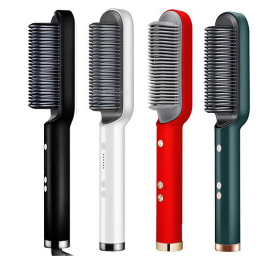 HQT-909B Hair Straightener Ceramic Heated Hair Brush | brush straightener | Ceramic Heated Hair | Hair styling | Hair Beauty Tool | Straight , curl different styling hair Ceramic Brush With Out Box (random color )