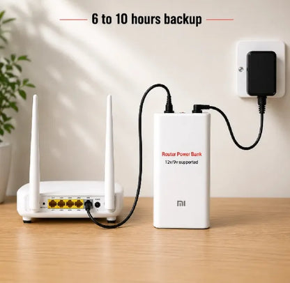 12V High-Power Router Power Bank 20000mAh | 6 Cell Backup Battery | Compatible with Wi-Fi Routers & ONTs - High Capacity Backup - 20,000 AMH | WiFi Router UPS Power Bank 12Volts 8 to 10 Hours Backup