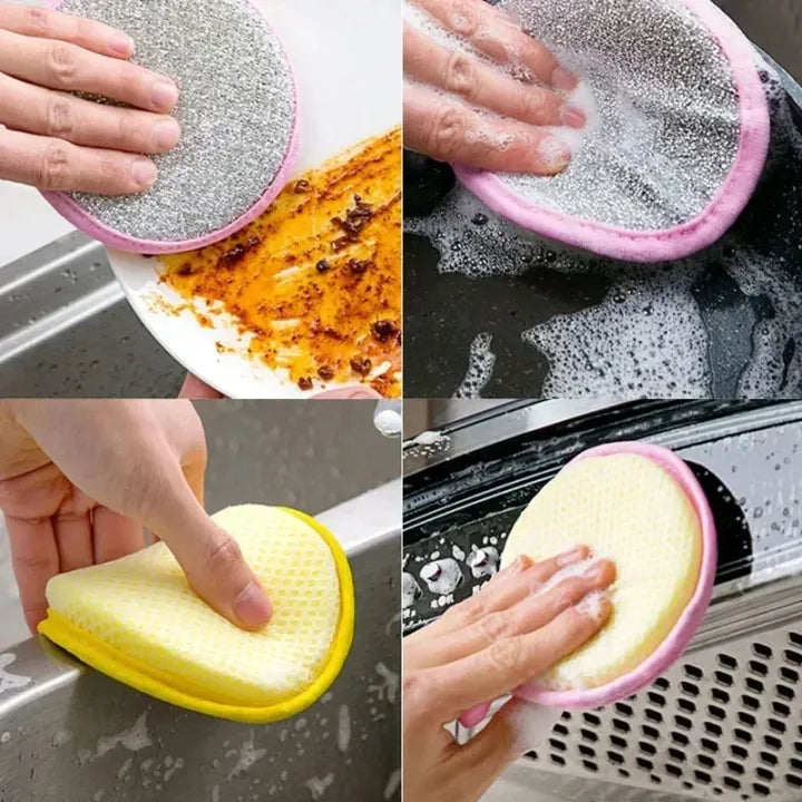 5pcs Dish Washing Sponge Double Side Scouring Pad Wipe Pot Pan Dish Washing Cleaning Brush Sponge Household Kitchen Tools