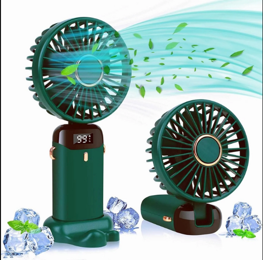 Portable Handheld Mini Fan 5-speed Led Digital Display Folding Usb Charging Electric Fan With Lanyard