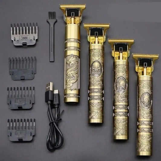 T9 Vintage Hair Trimmer for Men Rechargeable Professional Hair Clipper Beard Trimmer Cordless Hair Cutting Machine T Blade Zero Gap Shaver Grooming Kit Metal Body USB Charging Hair Styling Tool for Men Barber Use