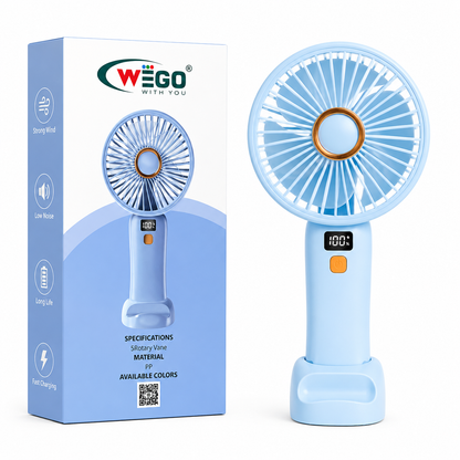 Portable Handheld Mini Fan 5-speed Led Digital Display Folding Usb Charging Electric Fan With Lanyard