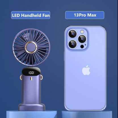Portable Handheld Mini Fan 5-speed Led Digital Display Folding Usb Charging Electric Fan With Lanyard
