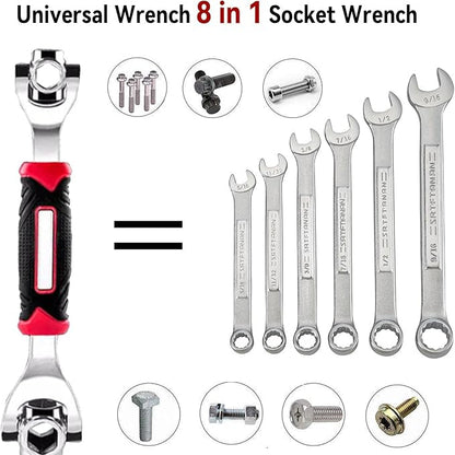 Universal Wrench 8 in 1 -Multifunction Socket Spanner Wrench Tool With 360 Degree Rotating Heads - Multipurpose Handy Ajustable tools for Auto Home Outdoors Indoors Works mors -durable and no slipping best stainless steel wrench
