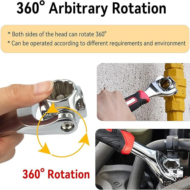 Universal Wrench 8 in 1 -Multifunction Socket Spanner Wrench Tool With 360 Degree Rotating Heads - Multipurpose Handy Ajustable tools for Auto Home Outdoors Indoors Works mors -durable and no slipping best stainless steel wrench