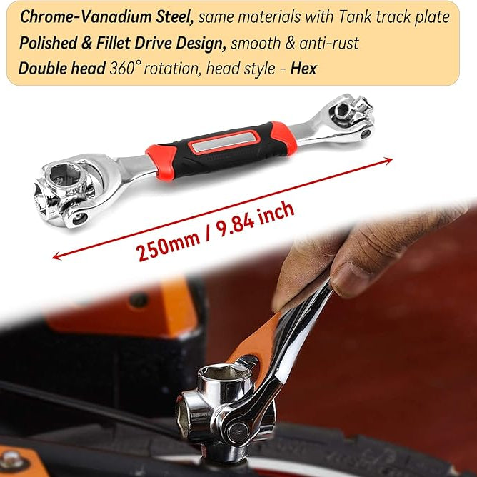 Universal Wrench 8 in 1 -Multifunction Socket Spanner Wrench Tool With 360 Degree Rotating Heads - Multipurpose Handy Ajustable tools for Auto Home Outdoors Indoors Works mors -durable and no slipping best stainless steel wrench