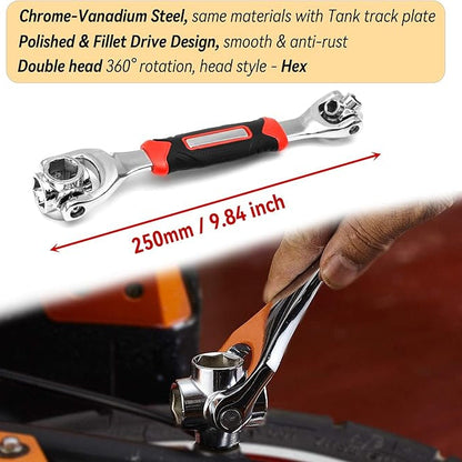 Universal Wrench 8 in 1 -Multifunction Socket Spanner Wrench Tool With 360 Degree Rotating Heads - Multipurpose Handy Ajustable tools for Auto Home Outdoors Indoors Works mors -durable and no slipping best stainless steel wrench