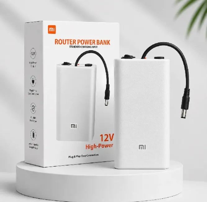 12V High-Power Router Power Bank 20000mAh | 6 Cell Backup Battery | Compatible with Wi-Fi Routers & ONTs - High Capacity Backup - 20,000 AMH | WiFi Router UPS Power Bank 12Volts 8 to 10 Hours Backup