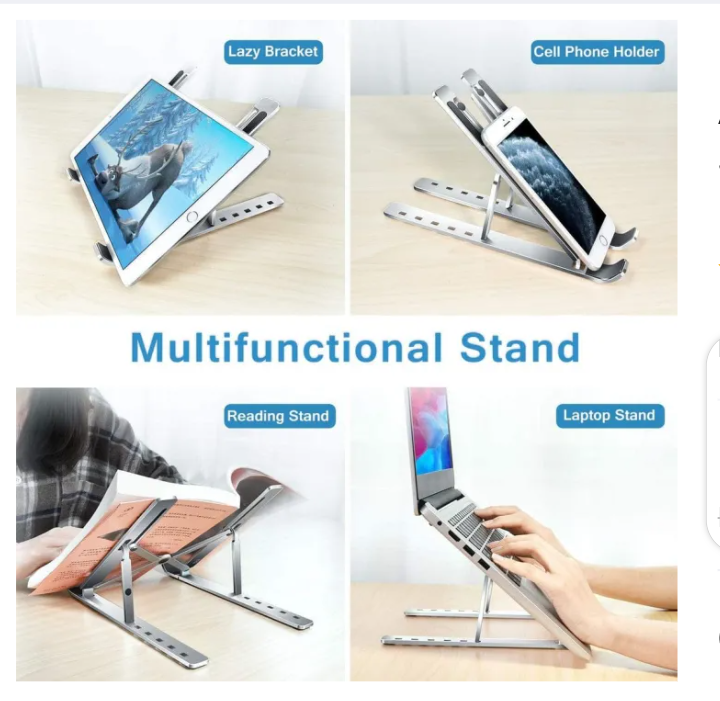 KiraNina Laptop Stand Aluminum Foldable Adjustable Laptop Stand Portable Notebook Stand for Table Desk