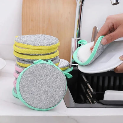 5pcs Dish Washing Sponge Double Side Scouring Pad Wipe Pot Pan Dish Washing Cleaning Brush Sponge Household Kitchen Tools