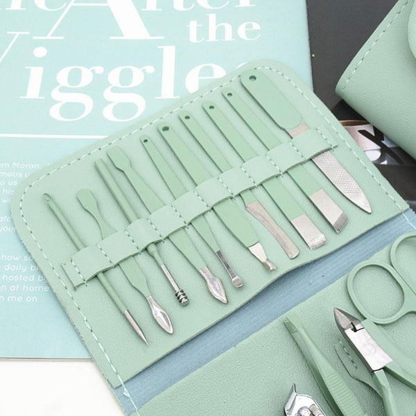 16-Piece Manicure & Pedicure Kit – Premium Stainless Steel Nail Care Set for Hand, Foot & Facial Grooming | Travel-Friendly Case Included | 16 Pcs Nail Care Set | Beauty Essentials Set ( Random Color )